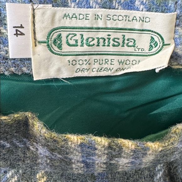 Glenisla wool from Scotland vintage Blue and Gray Checkered lined Skirt size 14 - Picture 4 of 6
